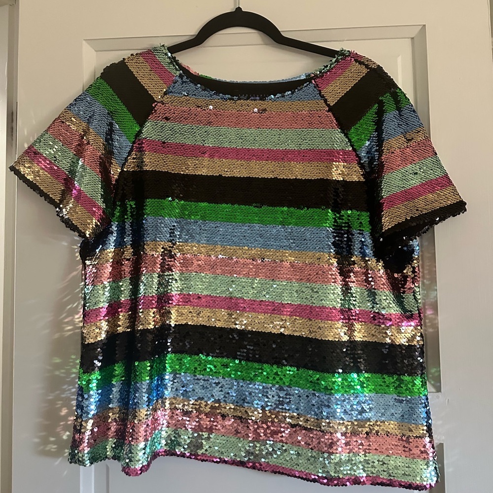 Sanctuary large sequin multi colored shirt